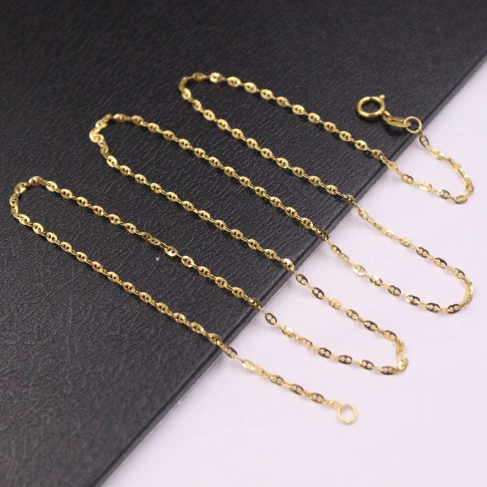 

Real Pure 18K Yellow Gold Chain Women Lucky 1.4mm Anchor Link Necklace 1.7g /45cm