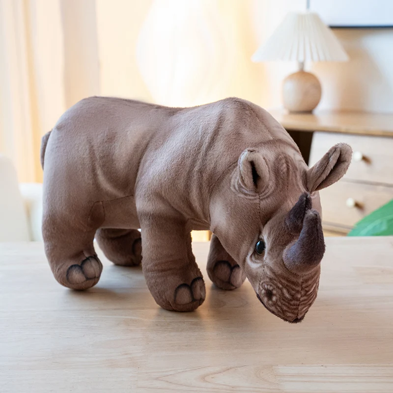 30cm/45cm Real Life Rhinoceros Plush Toy Stuffed Lifelike African Rhinos Wild Animals Doll Toys For Kids Children Xmas Gift
