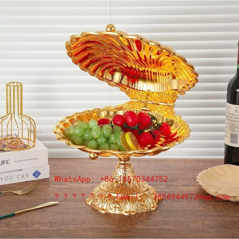 European Shell Shaped Fruit Plate Luxury Buffet Serving Tray for Restaurant Home Decor Fruit Snack Ornament