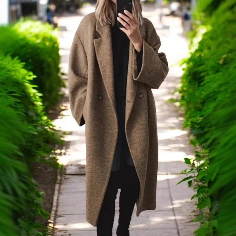 Winter Independent Station Multi-Color Multi-Code Woolen Extra Long Windbreaker Women's Jacket
