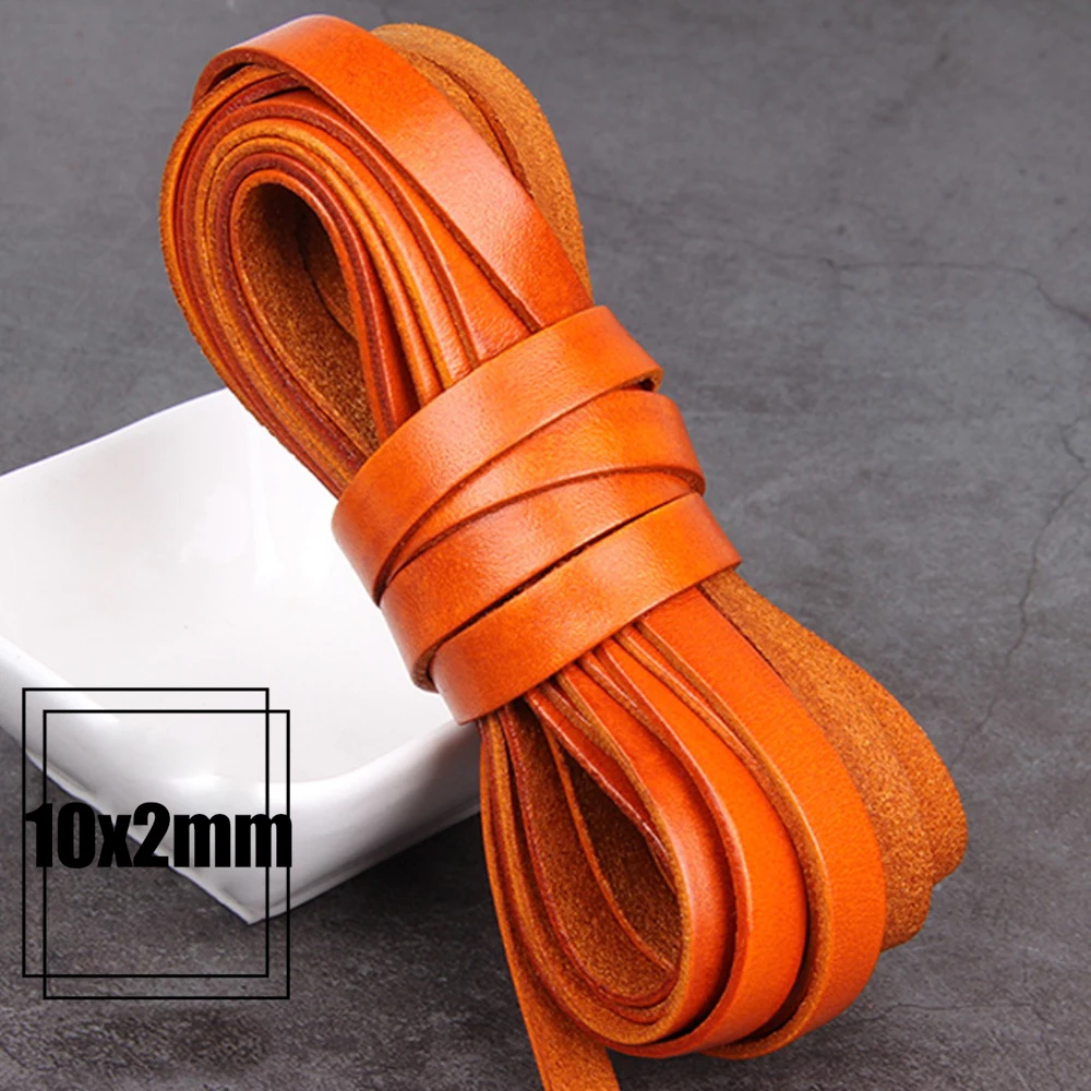 2 Meter Width 2-20mm Retro Yellow Coffee Cow Leather Strap Findings Flat/Round Leather Cord String Rope DIY  Bracelet Making