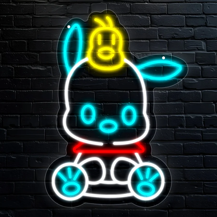 

Светодиодная неоновая лампа Sanrio Pochacco с USB-питанием и регулировкой яркости, неоновая вывеска для кафе, спальни, игровой комнаты, декора на день рождения, аниме-подарок для девочек