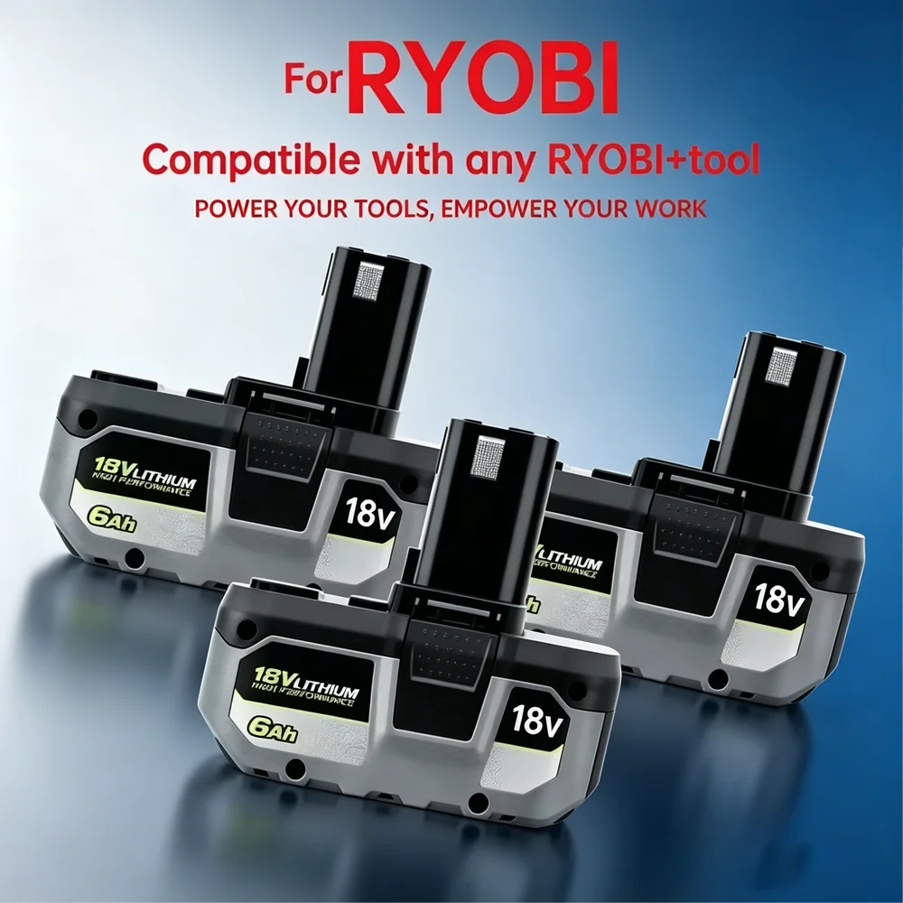 

18V 8.0Ah Lithium Ion Battery Compatible With RYOBI All Series Cordless Power Tools Replace P105 P107 P109 Long Lasting Battery