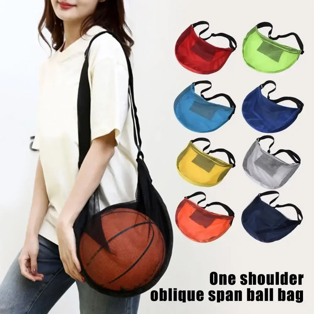 1 Pcs Adjustable Sports Mesh Shoulder Ball Bag Crossbody Basketball Football Volleyball Ball Bags Portable Storage Bag