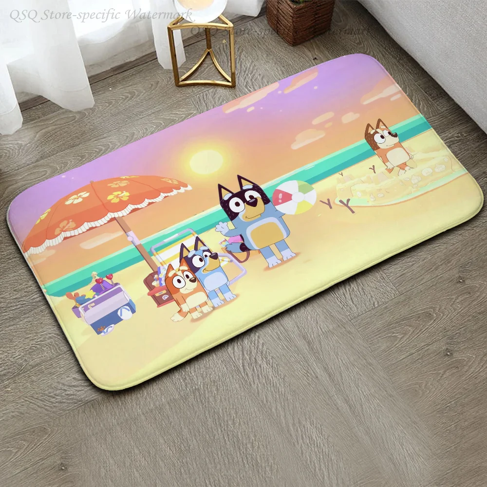 1pc Cartoon B-Blueys Floor Mat Floor Mat Anti-Slip Kitchen Bedroom Handmade Tufted Rug Carpet Living Room Entrance Rug