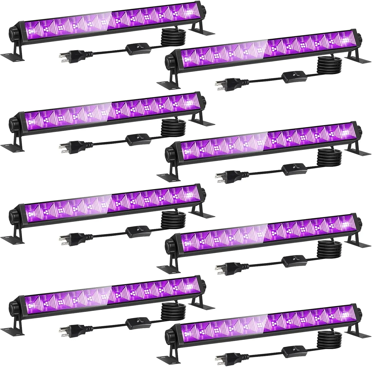 

8 Pack 40W LED Black Light Bar, Glow Party Supply for Halloween, Bedroom, Body Paint, Fluorescent Party with Switch and Plug