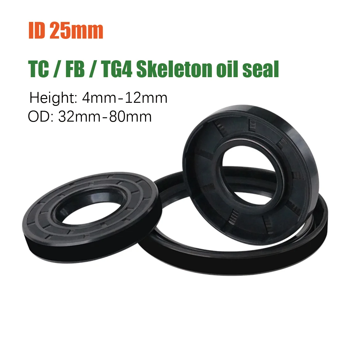 ID 25mm NBR Nitrile Rubber Skeleton Oil Seal TC/FB/TG4-25*32/33/34/35/36/37/38-80*4/5/6/7/8/10/12mm Rotary Shaft Lip Seal Ring