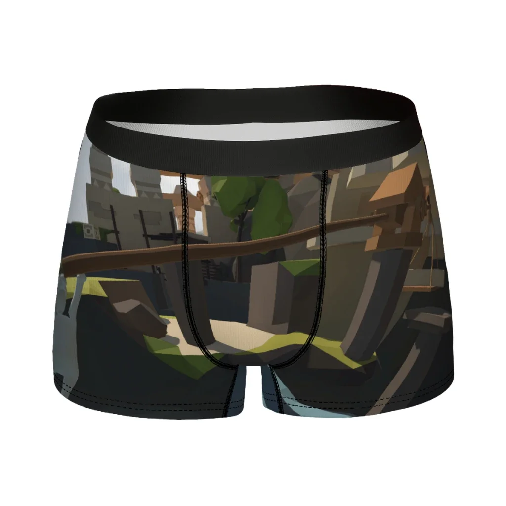 Cueca boxer com salto equilibrado para homens, queda humana, jogos de descriptografia plana, roupa íntima confortável, calcinha boxer