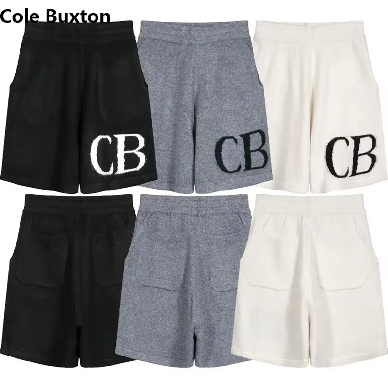 Cole Buxton Minimalist letter jacquard yarn drawstring shorts for men, loose and casual knit pants, trendy