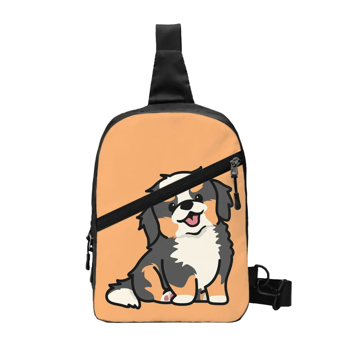 Cute Bernese Mountain Dog Puppy Chest Bag Men Sling Crossbody Backpack Chest Bag Traveling Hiking Daypack Shoulder Bag