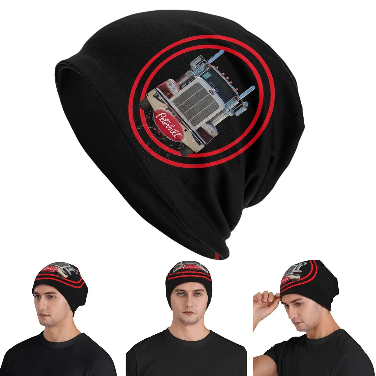 

Truck Logo Peterbilt Skullies Beanies Hats Warm Autumn Winter Outdoor Cap Knitted Bonnet Caps for Unisex Adult
