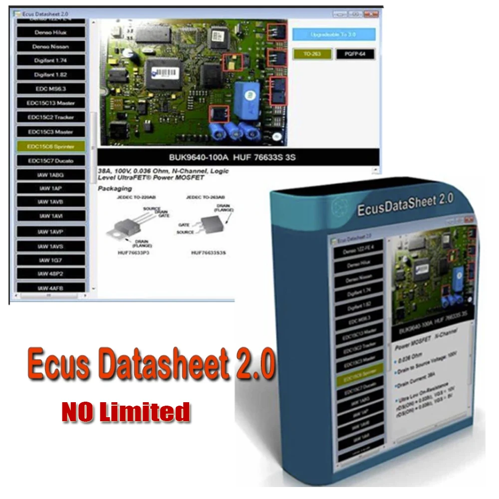 Ecus Datasheet 2.0 ECU Repair Software accesorios para auto PCB Schematics with Electronic Components of Car ECUs and Additional