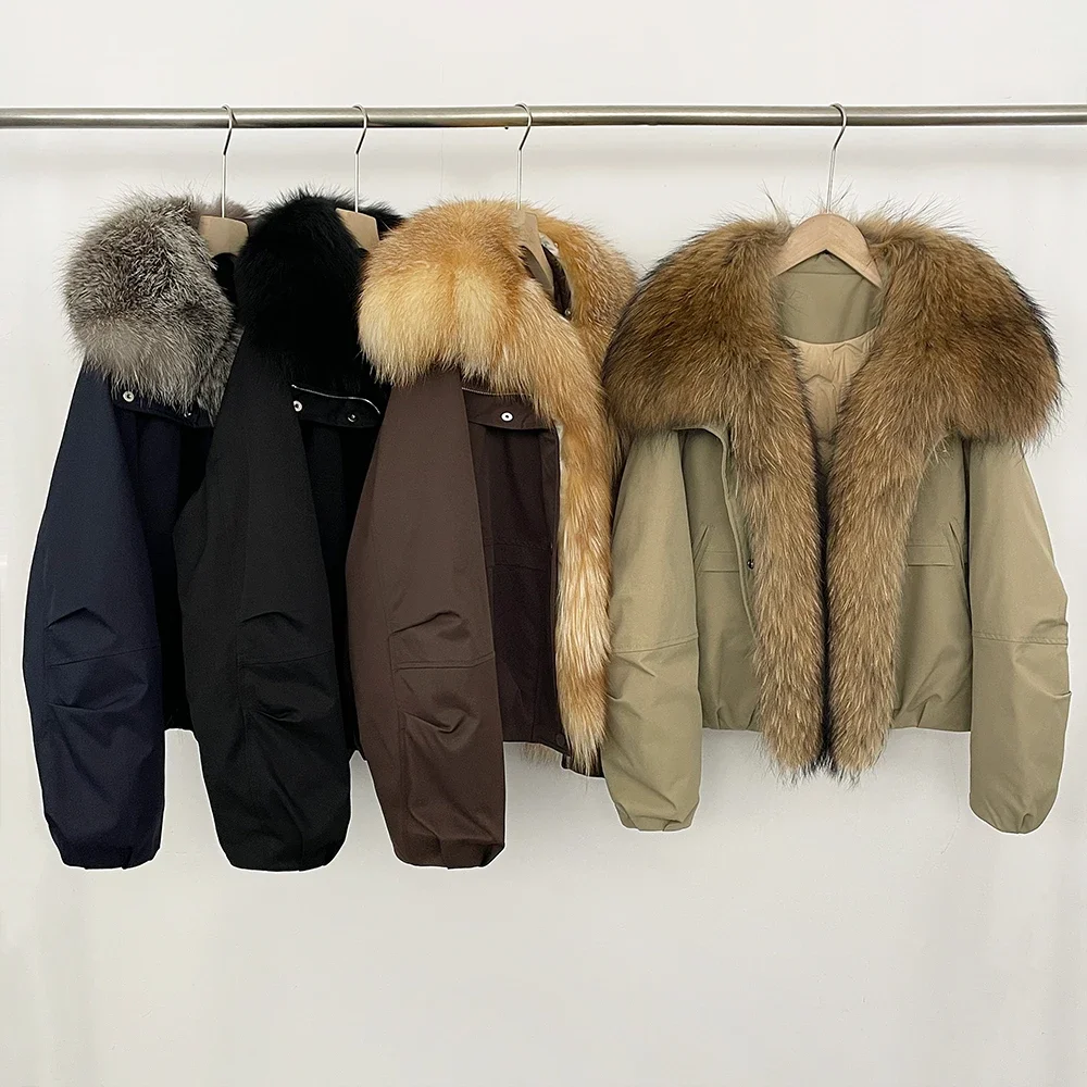 

Reality Fur coat Women's Winter Down Jacket Duck Down Coats and Parkas Real Fur Coat Ladies Women Winter Fur Collar Natural Fur