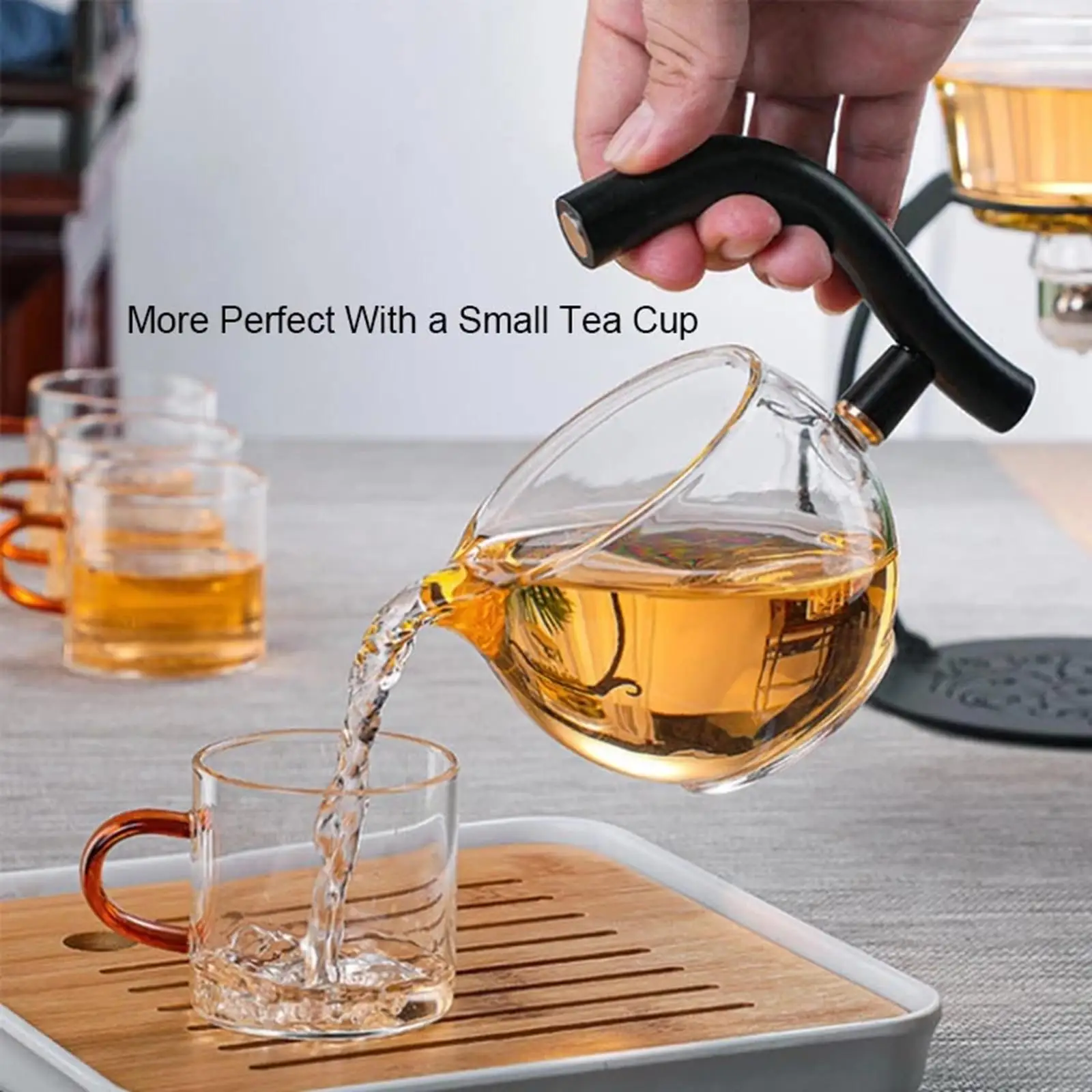 Lazy Kungfu Glass Tea Set Semi-Automatic Tea Maker Drip Pot for Tea Coffee