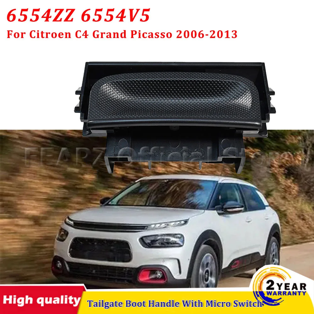Black Plastic Tailgate Release Handle For Citroen C4 Grand Picasso 2006-2013 Boot Release Switch 6554ZZ 6554V5 accessories
