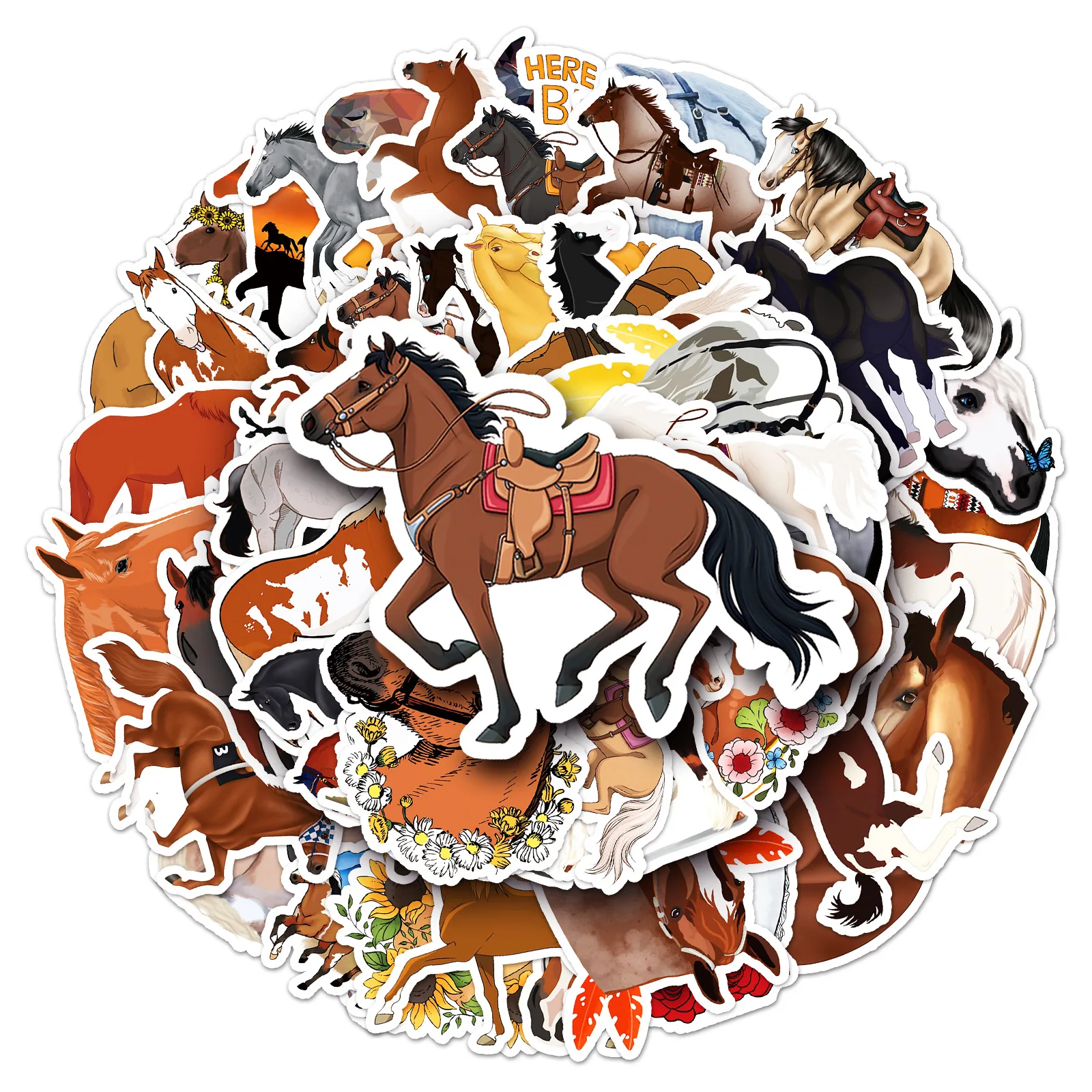 10/30/50PCS Cartoon Horse Graffiti Sticker DIY Decoration Suitcase Motorcycle Mobile Phone Kids Waterproof Sticker Wholesale