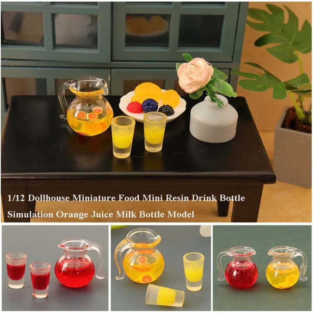 1pc/1Set Mini Dollhouse Miniature Food Simulation 2 Colors Resin Drink Bottle Milk Model Toys 1/12 Dollhouse Decoration