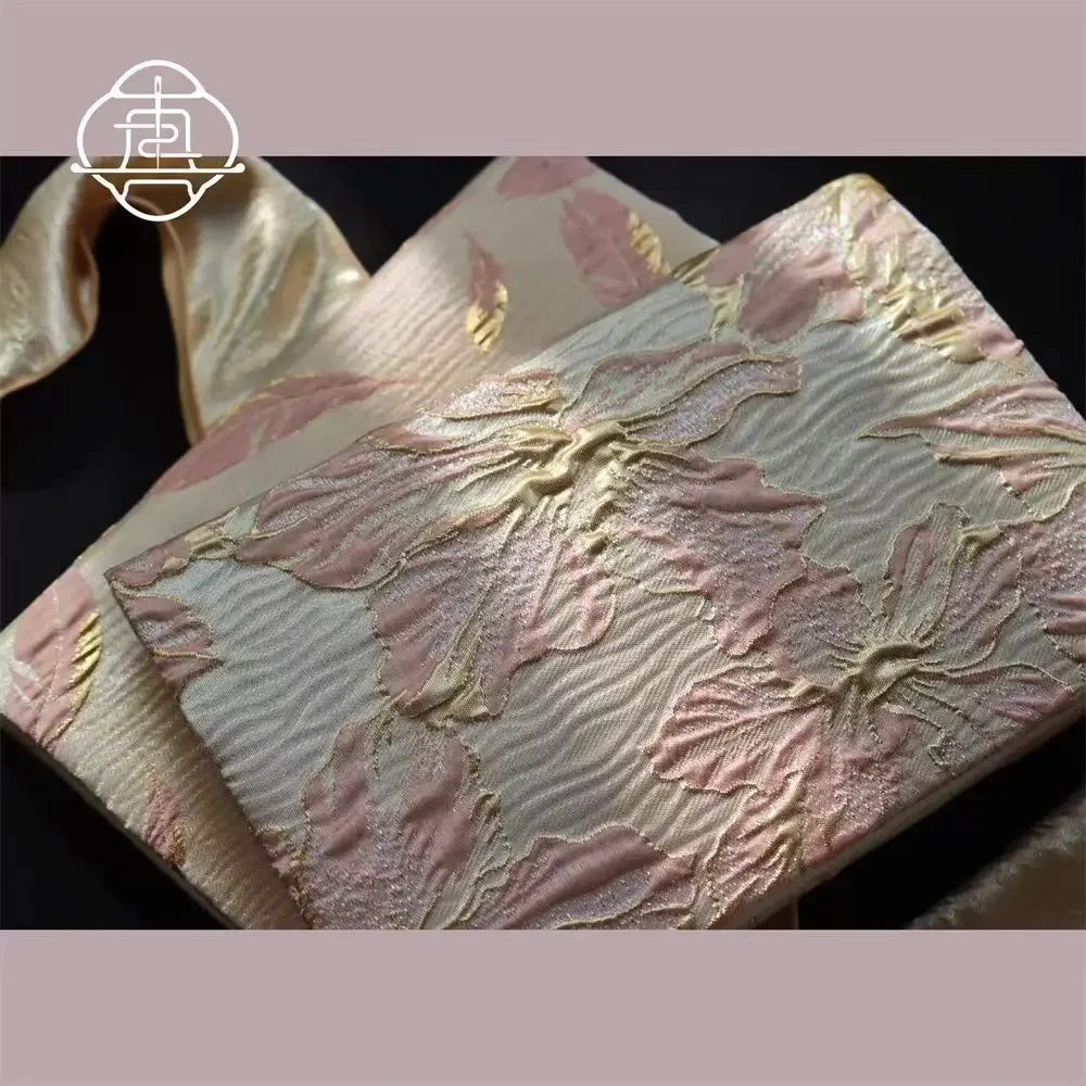 【Golden Feather and Lily】Original Handmade Notebook Covers Protector Book Sleeve Crafted Fabric Products Diary Cover,in Stock