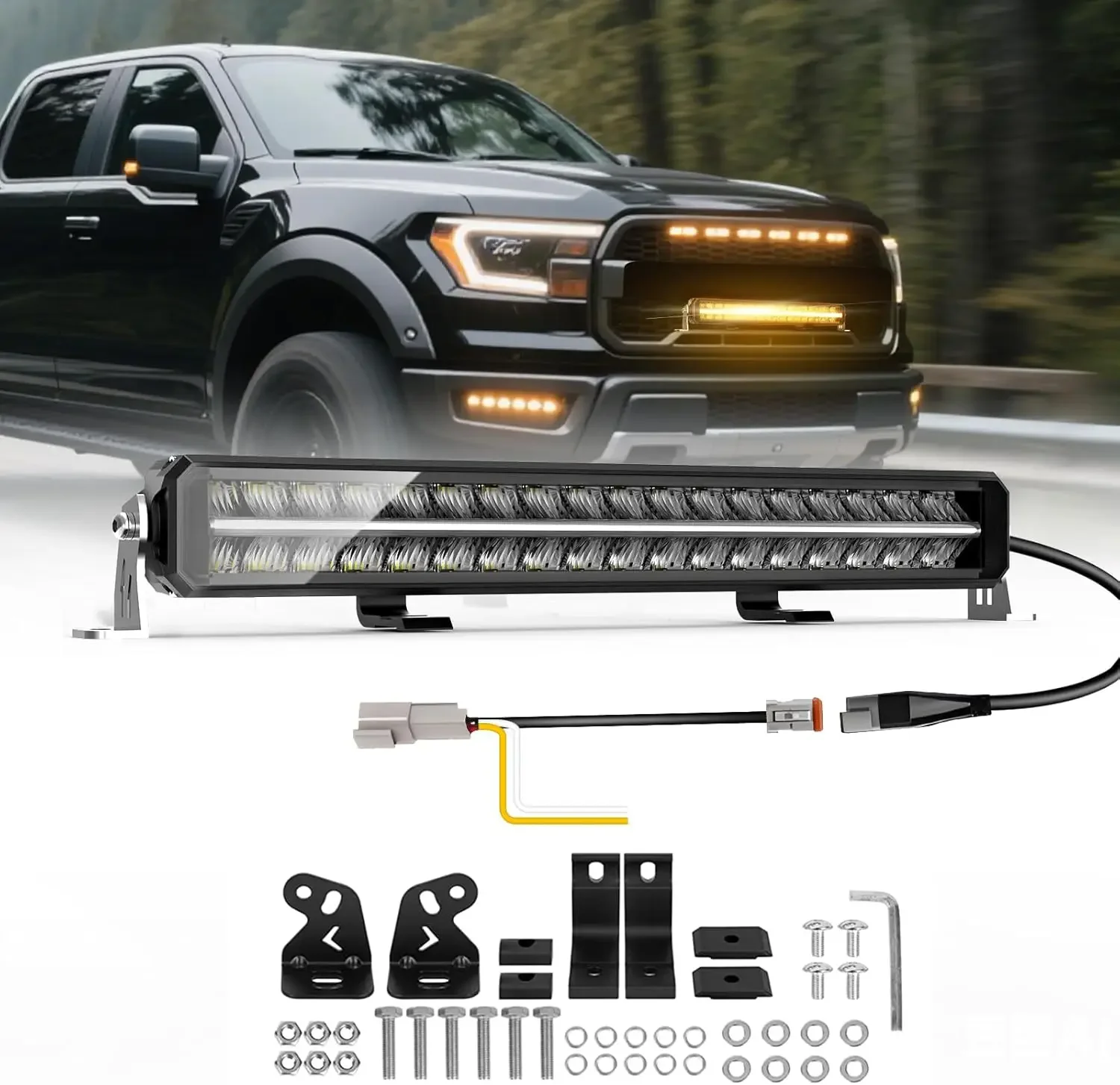 

HAOLIDE 32 52-дюймовая светодиодная панель 2 цвета DRL 6000K 3500K Прожектор дальнего света для автомобиля Offroad Boat UTV ATV 12V-36V