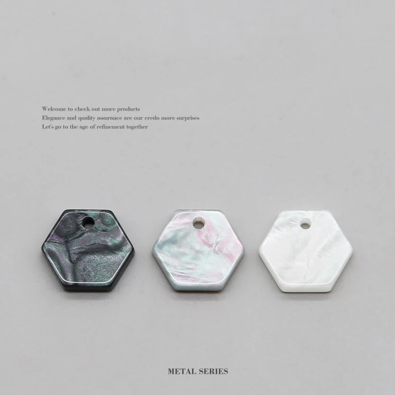 Minimalist Hexagonal Resin Pearl Buttons 11.5/12.5mm 10Pcs Single Hole Decor Buttons For Shirt Coat Garment DIY Sewing Craft