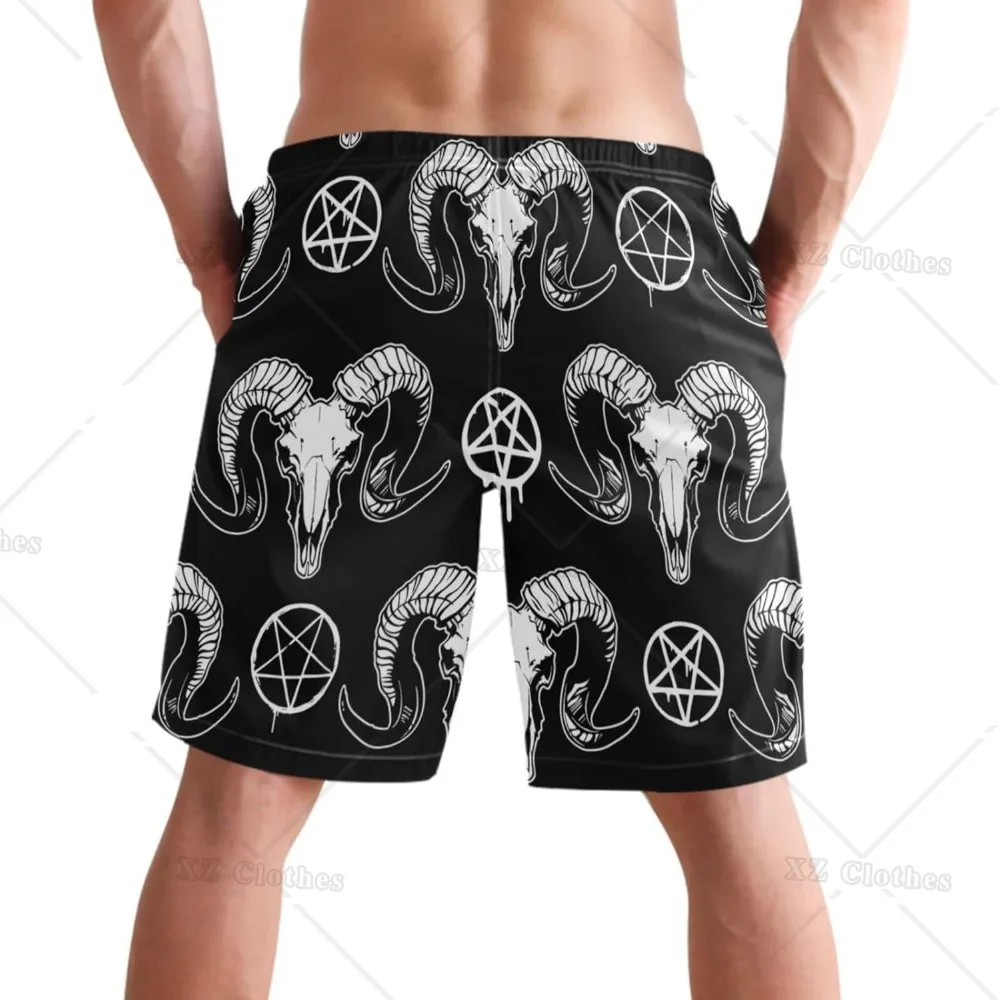 Divination Goat Stylish Men's Swim Trunks Quick Dry Beachwear Sports Swim Board Shorts Holiday Party Bathing Suits with Pocket