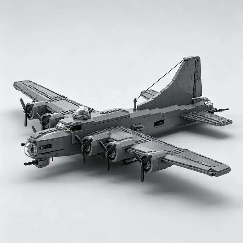 1604PCS MOC Vintage Four Engine Aircraft Model Custom Puzzle Architecture Propeller Plane DIY Assembly Building Blocks Gift