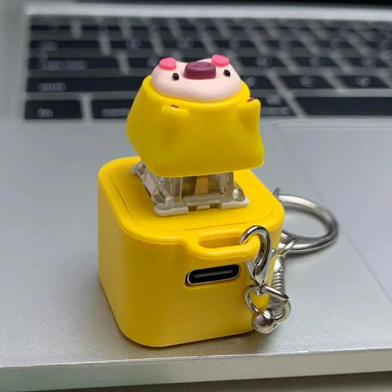 Funny Croaking Frog Keychain Rechargeable Frog Keyboard Fidget Clicker Frog /Pig Sound Keychain with LED Light for Stress Relief