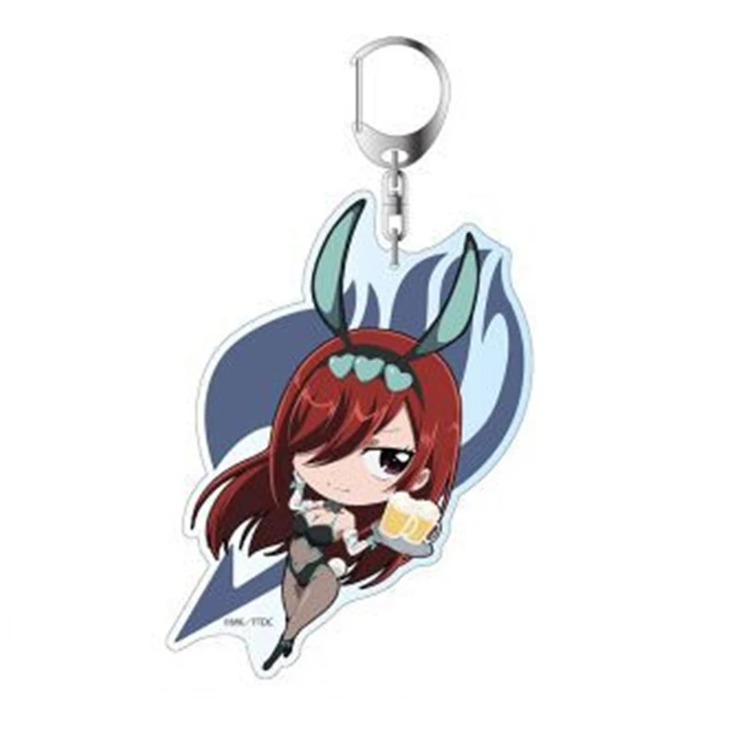 Anime Keychain Jewelry Fairy Tail Pendant Key Ring 5 Colors Charms Acrylic Key Chain Wizard Dancing Llaveros Porte Clef Men Gift