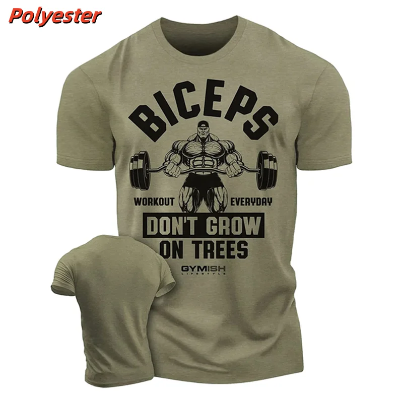 

3D Printed Biceps Weightlifting T-Shirt For Men Sports Fitness Pattern Tees Summer Casual Loose O-Neck Top Short Sleeve T Shirts