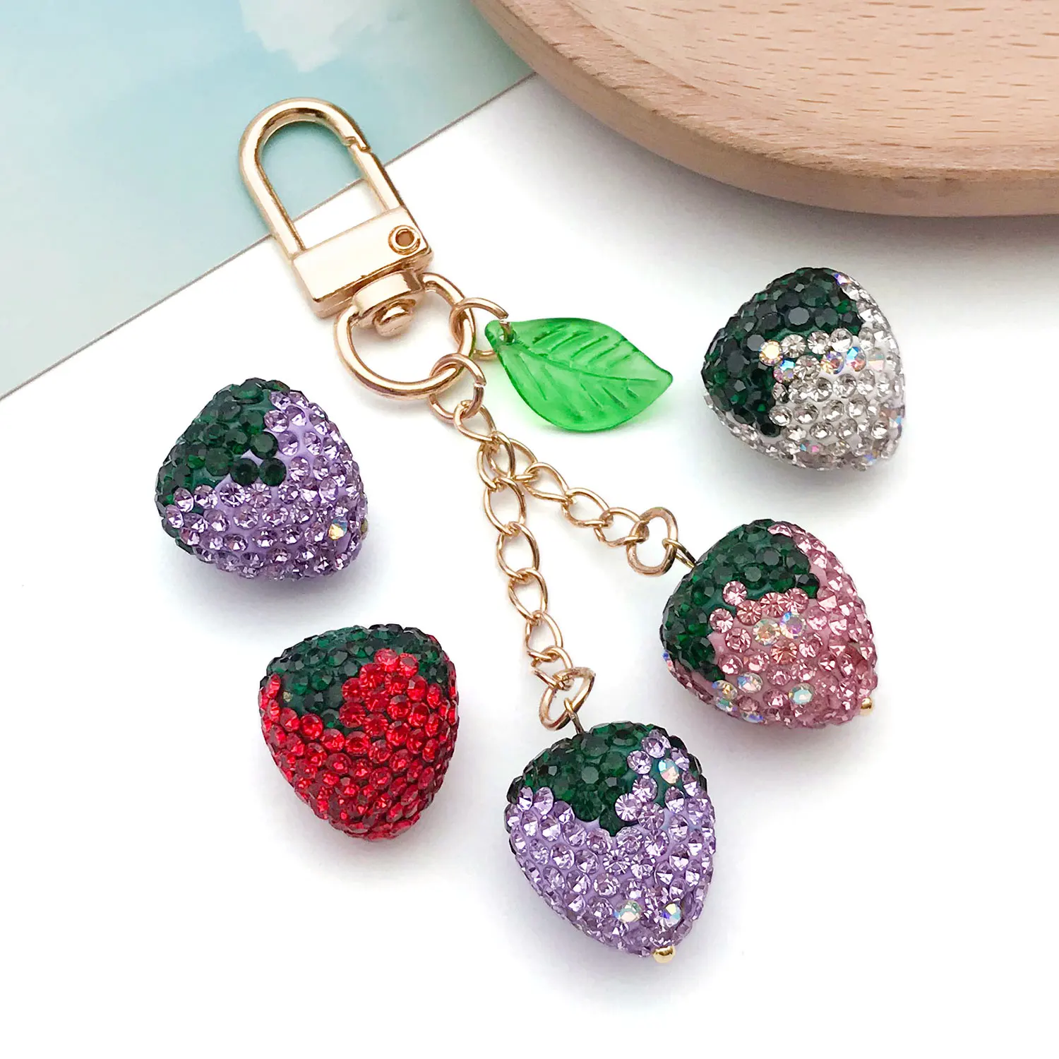 4pcs 18x16mm medium strawberry clay drill spacing beads charms pendant, used to make DIY earrings necklace accessories