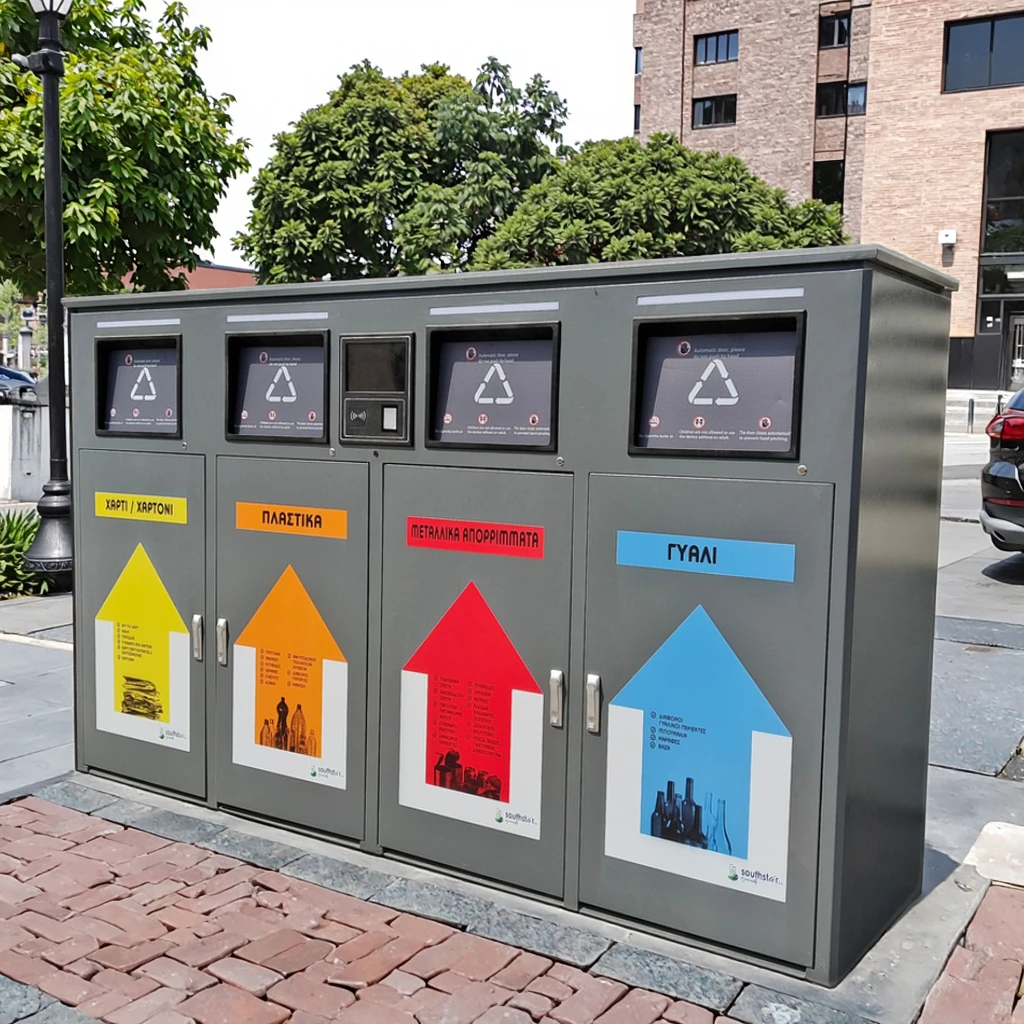 

Infrared Sensor Smart Trash Can Solar Powered Automatic Opening Lid Eco Friendly Waste Bin Stainless Steel Outdoor Use