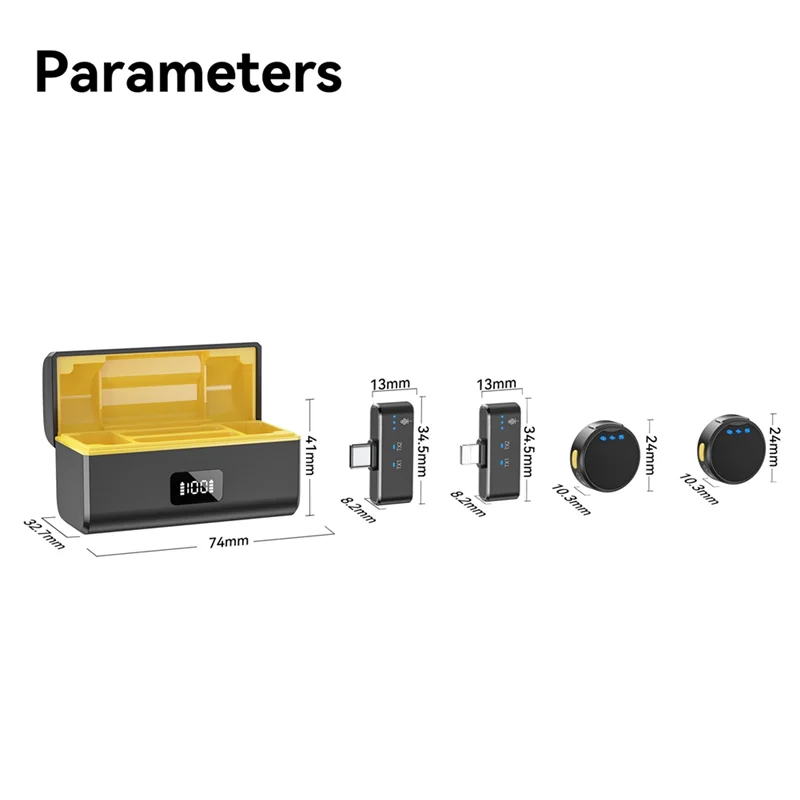 Mikrofon Nirkabel ABAC-Lavalier Pengurang Kebisingan dengan Kotak Pengisi Daya Mikrofon Kerah Magnetik Mikrofon Perekaman Video Audio
