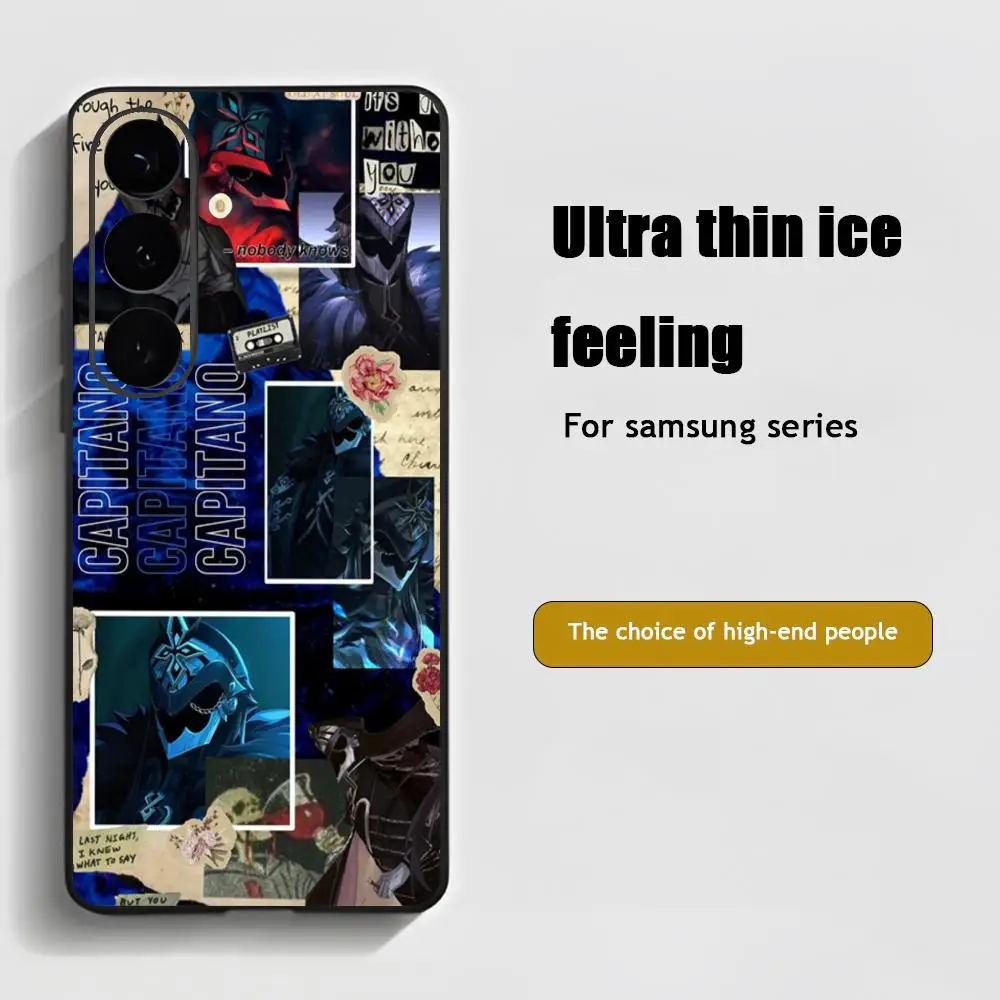 Capitano Genshin Impact Cool Telefoonhoesje voor Samsung Galaxy S25 S24 S23 S22 S21 S20 Plus Ultra Note20 Zacht Zwart