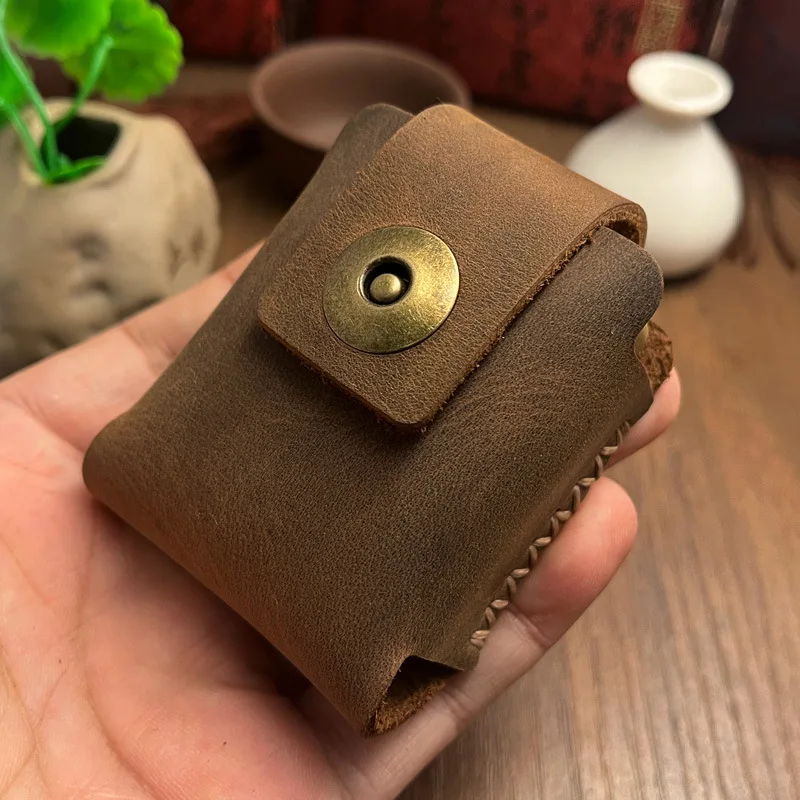 Handmade Cowhide Leather Protective Sleeve Buckle Lighter Holster Cover For Zorro 915S 912S Lighter Cover