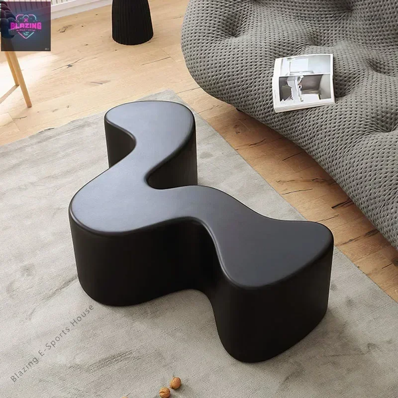 Black Coffee Table, Nordic Minimalist Style with Irregular Curves, Easy To Match with Wooden Coffee Tables for Small Apartments