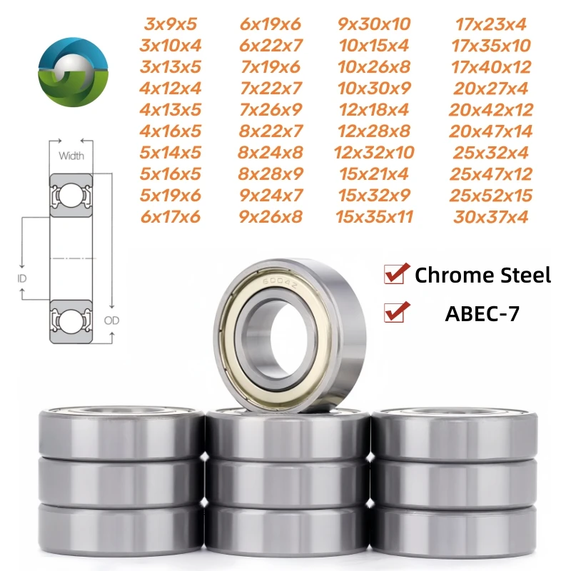 10Pcs 6000 6200 6001 6201 6002 6202 6003 6203 6004 ZZ Deep Groove Ball Bearings Metal Shielded for Industrial Machinery Repairs