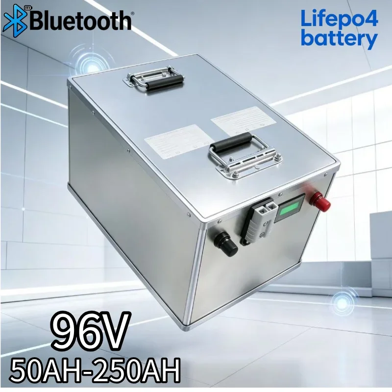 96V LiFePO4 Rechargeable Lithium Battery Pack 50Ah-180Ah Built-in Smart Bluetooth APP BMS, Deep Cycle Power Battery for Golf Car