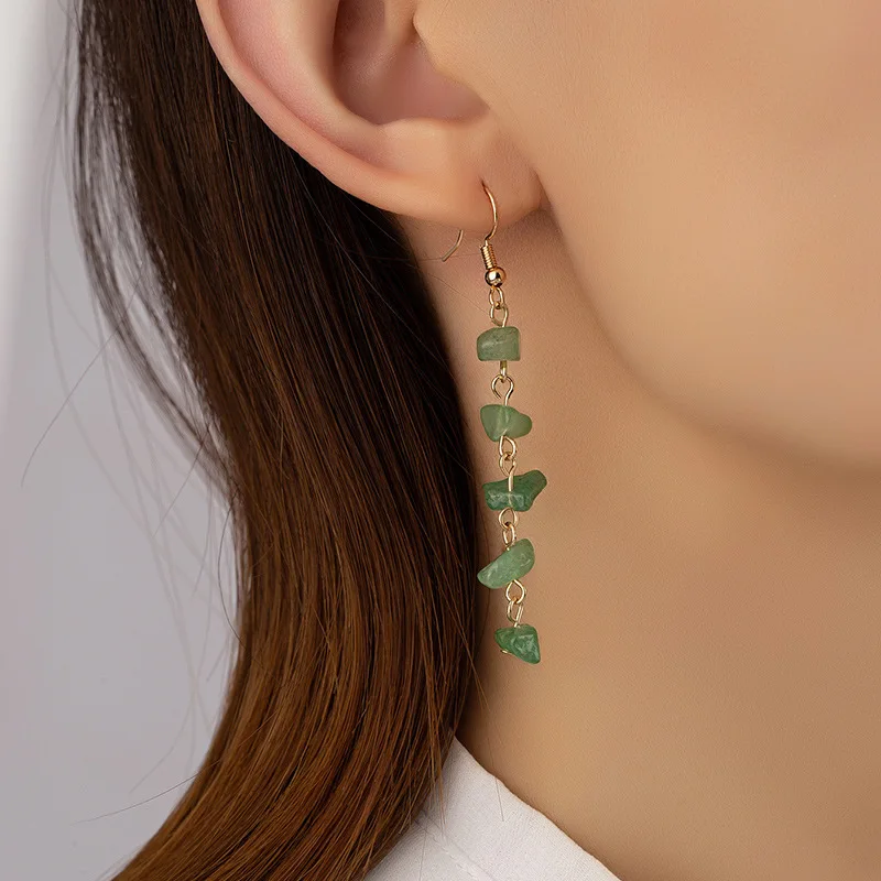 Natural Irregular Raw Stone Earrings Amethysts Apatite Lapis Quartz for Women Luxury Quality Jewelry Girls Gift