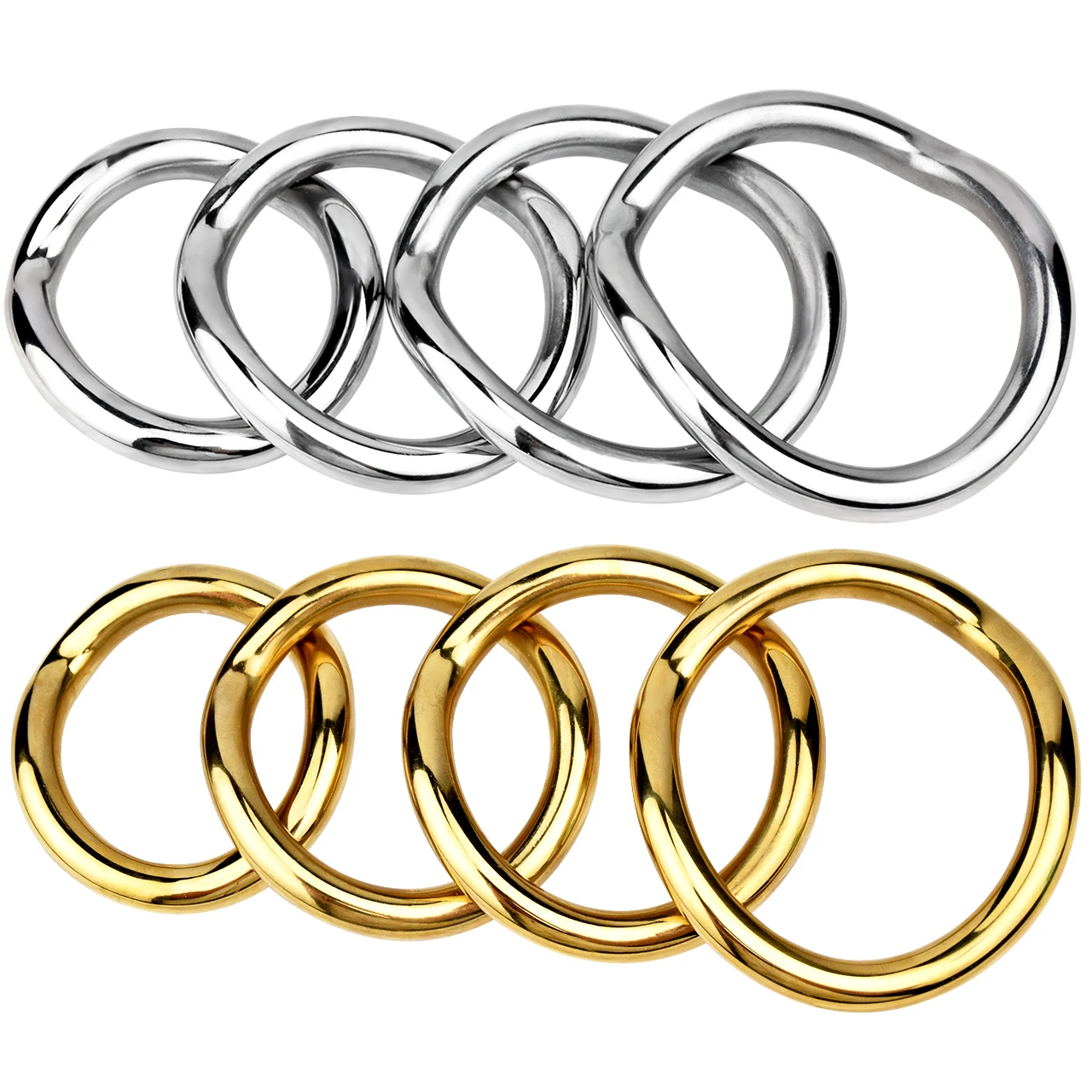 Arc Design Stainless Steel Penis for Male for Sex Ring - Silver and Gold Options  for Improved Erection Firmness FRRK-3227