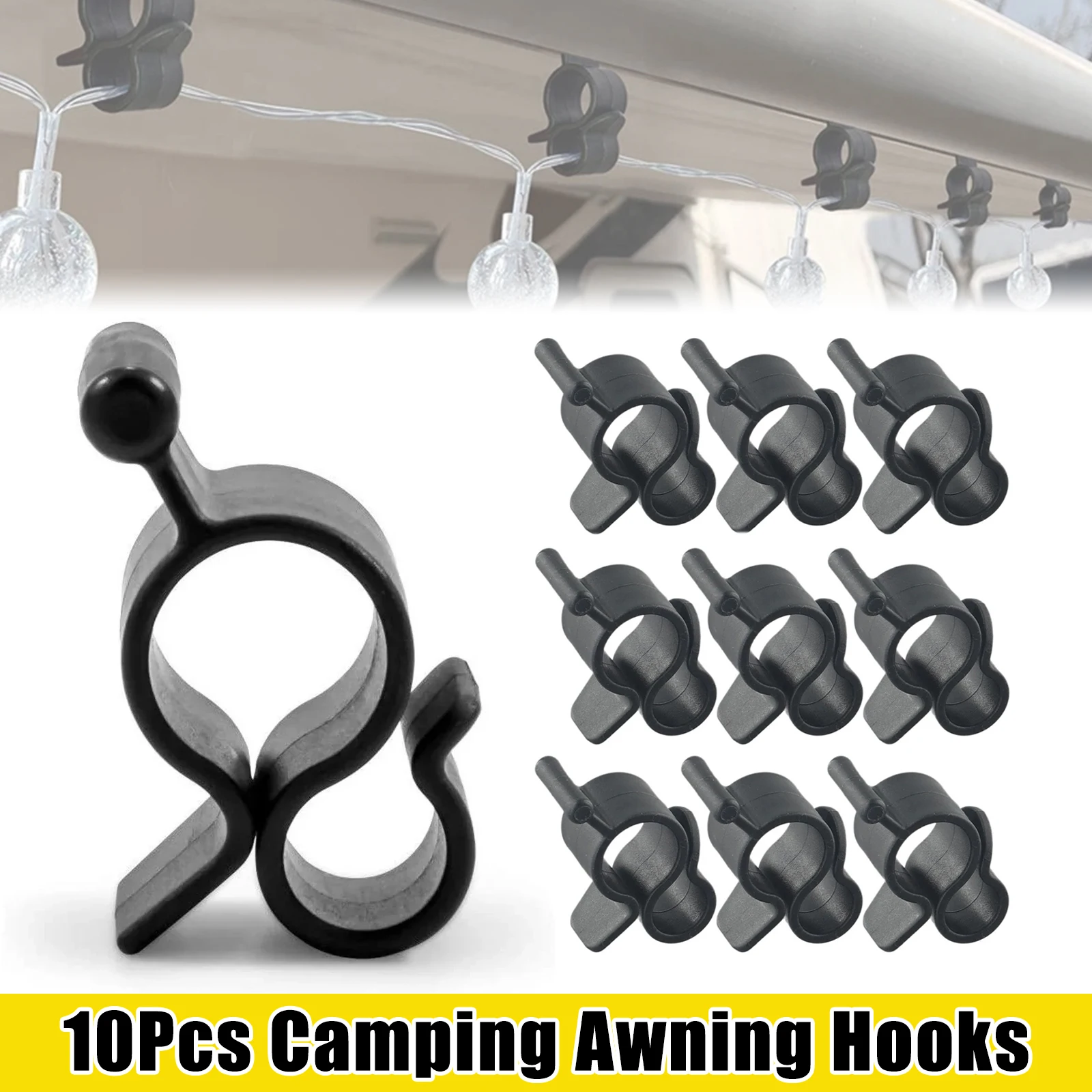 10 Pack Plastic Camping Tent Hooks Caravan Awning Party Tent Poles Clips Traveler Multi Use RV Traveling Tent Clip Light Hanger