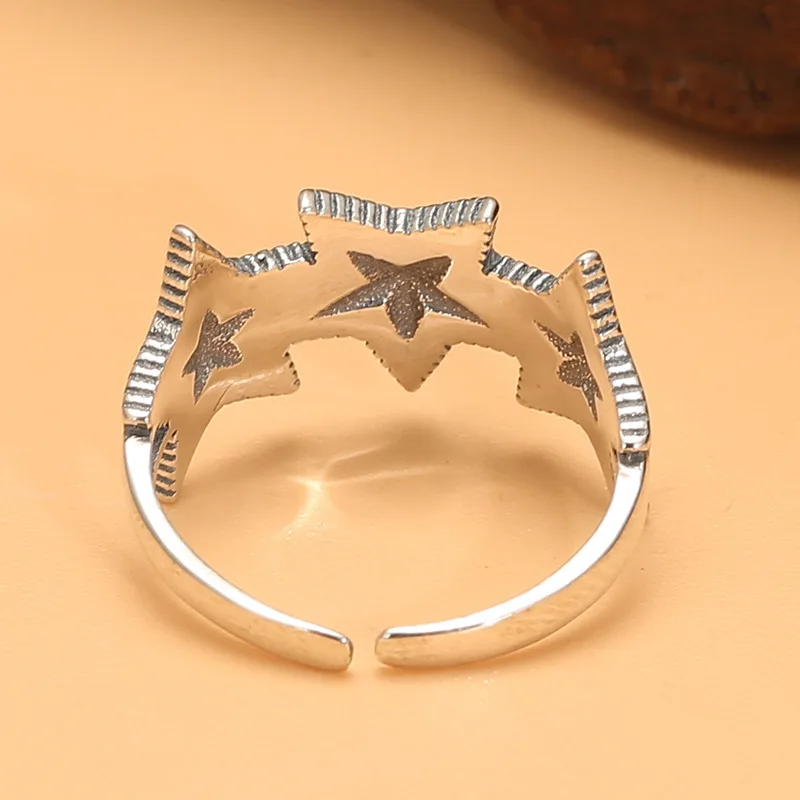 Anillo Retro de estrella de cinco puntas para hombres y mujeres, anillo de regalo personalizado, apertura de índice, Palacio de estrellas, trendyy