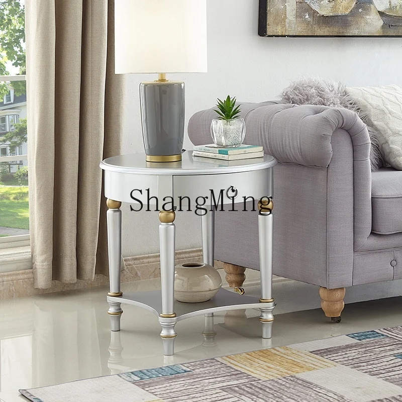 CL  small round table coffee table modern simple light luxury solid wood balcony living room coffee table