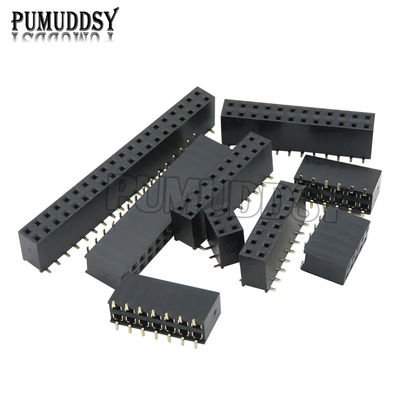 SMT 2.54mm Double Row Female Breakaway PCB Board Pin Header Socket Connector Pinheader 2 * 2/3/4/6/10/12/16/20/40Pin For Arduino