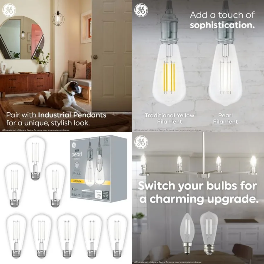 Pearl Filament LED Light Bulbs, ST19 Edison Style, High-Definition and Dimmable LED Bulbs,,60-Watt Replacement, 15, 000 Hours L