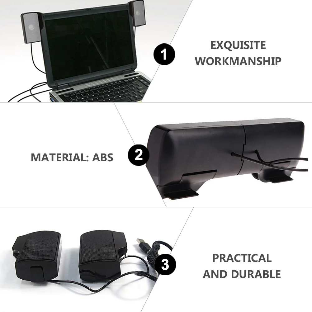 

Usb Computer Speaker Clip-On For 2Cm Lcd Screen Stylish Office Desktop Audio Home Dormitory Use Loudspeaker Box