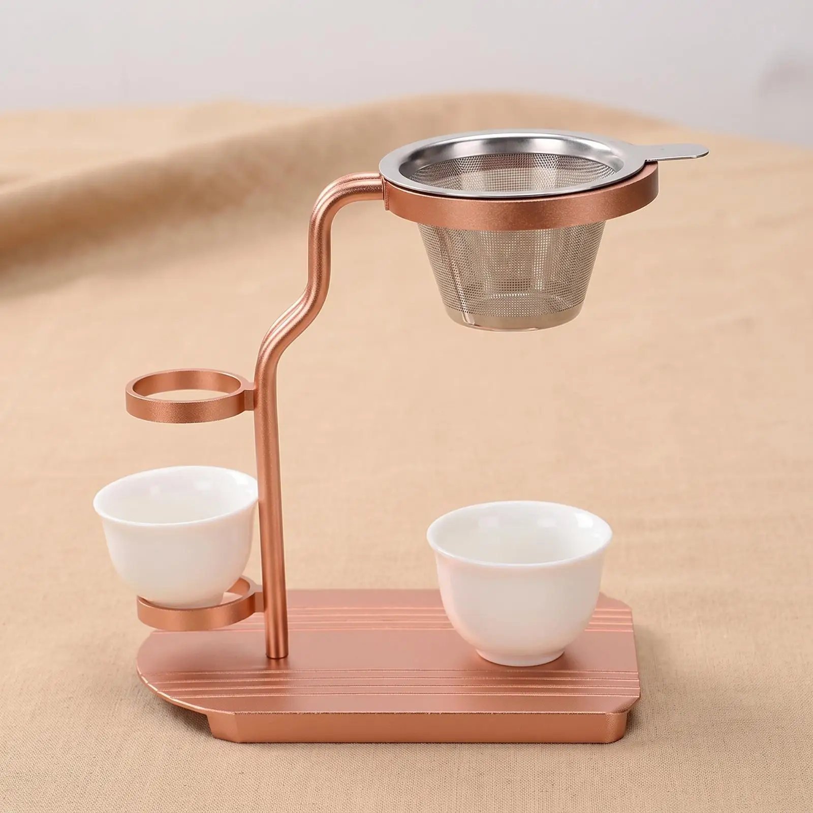 Functional Tea Infuser Stand with Three Rings for Teacup Storage and Teapot Display Metal Tea Organizer for Elegant Tea Table