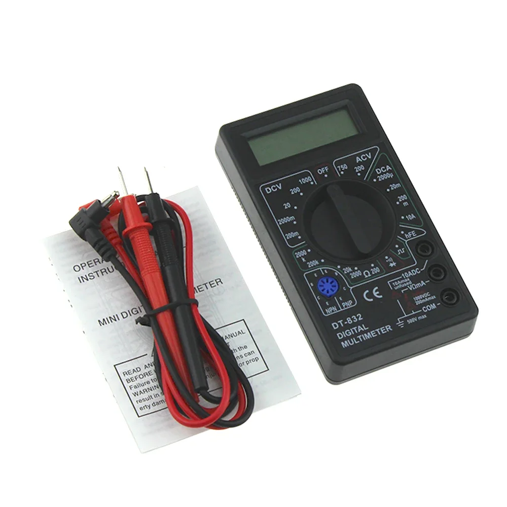 Mini DT832 Digital Multimeter LCD DC AC Voltmeter Ammeter Ohm Tester AC/DC Voltage Digital Ampere Power Meter Test