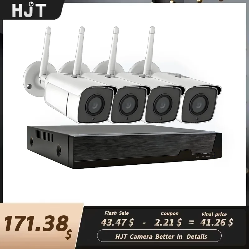 HJT 4K Ultra HD WIFI Video Surveillance System 10CH NVR Recorder 5MP 8MP Security Cameras CCTV Kit Audio Recording 4K IP camera