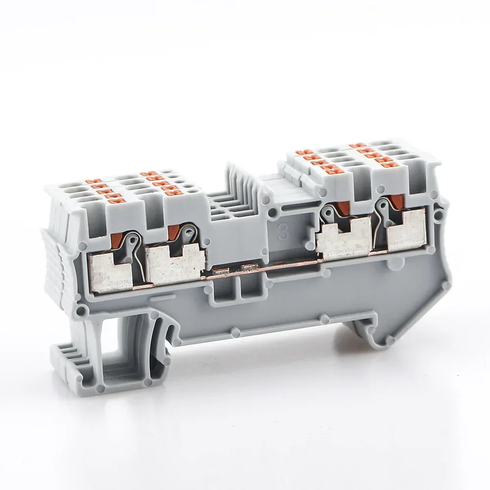 Din Rail Terminal Block PT 1.5-QUATTRO 4 Wire Conductor Push In Spring Screwless Contact Feed Through 10pcs Wire Connectors