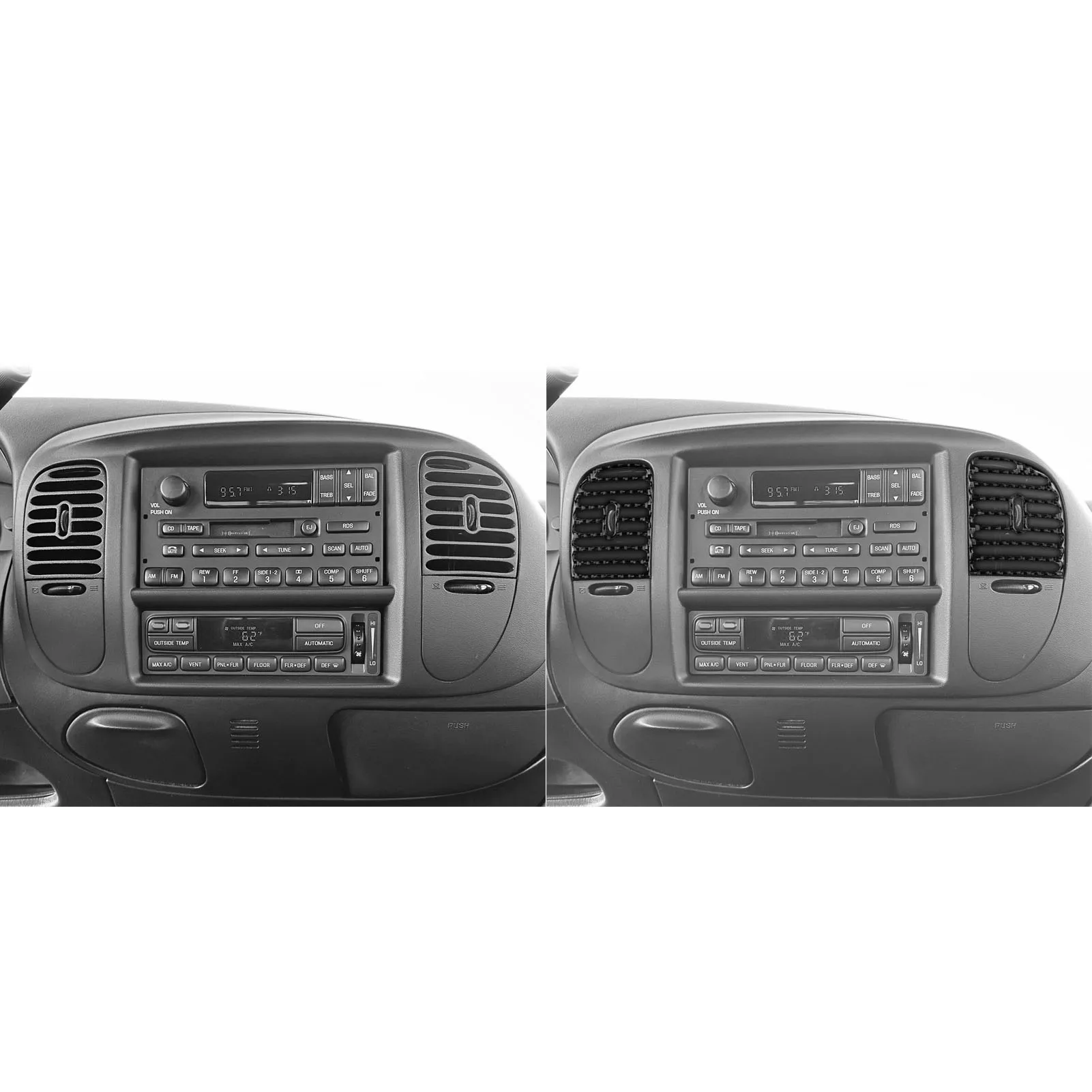 For Ford Raptor F-150 1997-2004Center Console Dashboard Air Vent Frame Trim Real Soft Carbon Fiber Interior Accessories Sticker